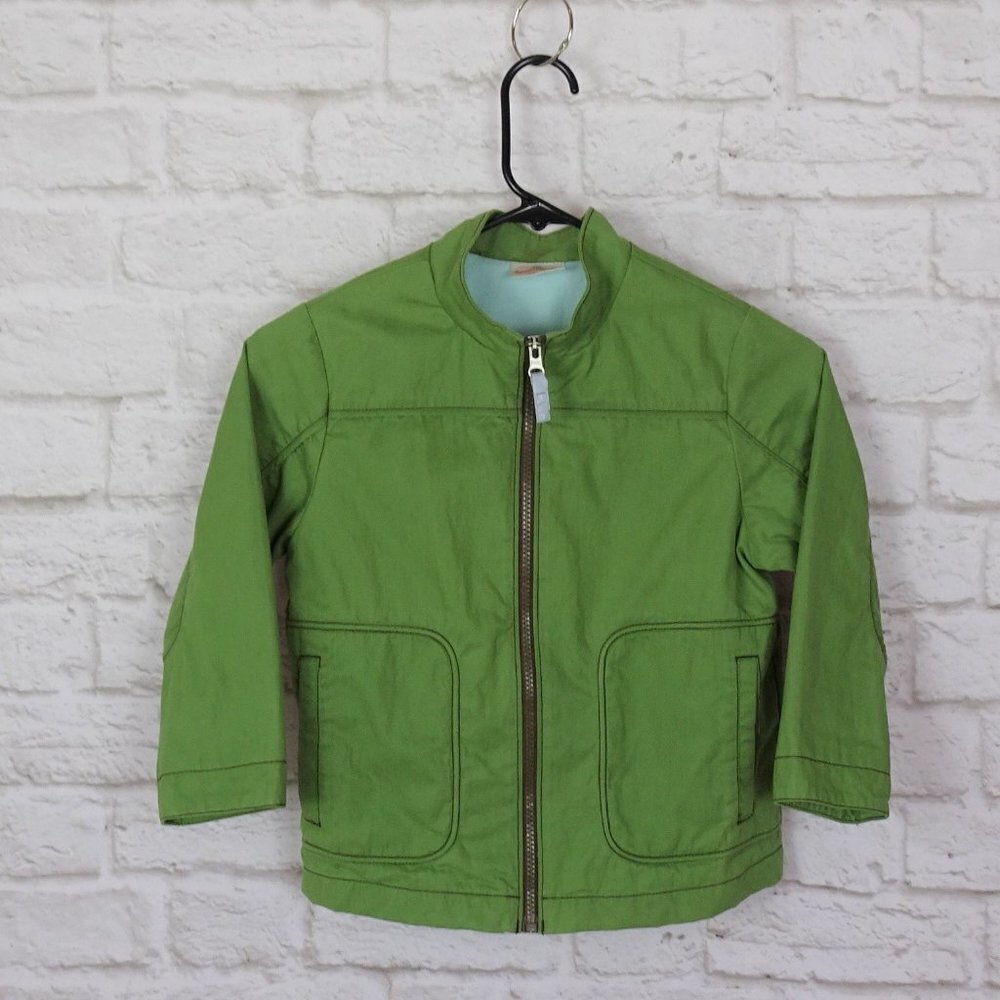 💰3/$25 Hanna Andersson Full Zip jacket Green Lined  110 4-6Y